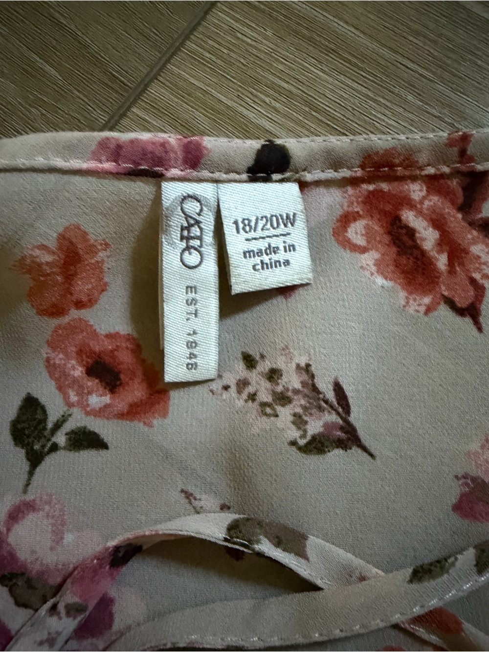 CATO Chiffon Peasant Floral Blouse EUC - Picture 4 of 5